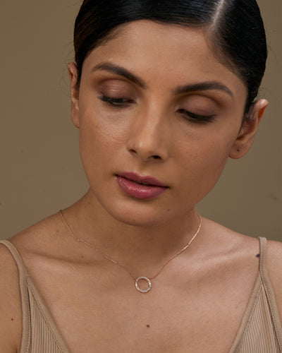 Baguette Cut Diamond Moissanite Circle Necklace (Medium)