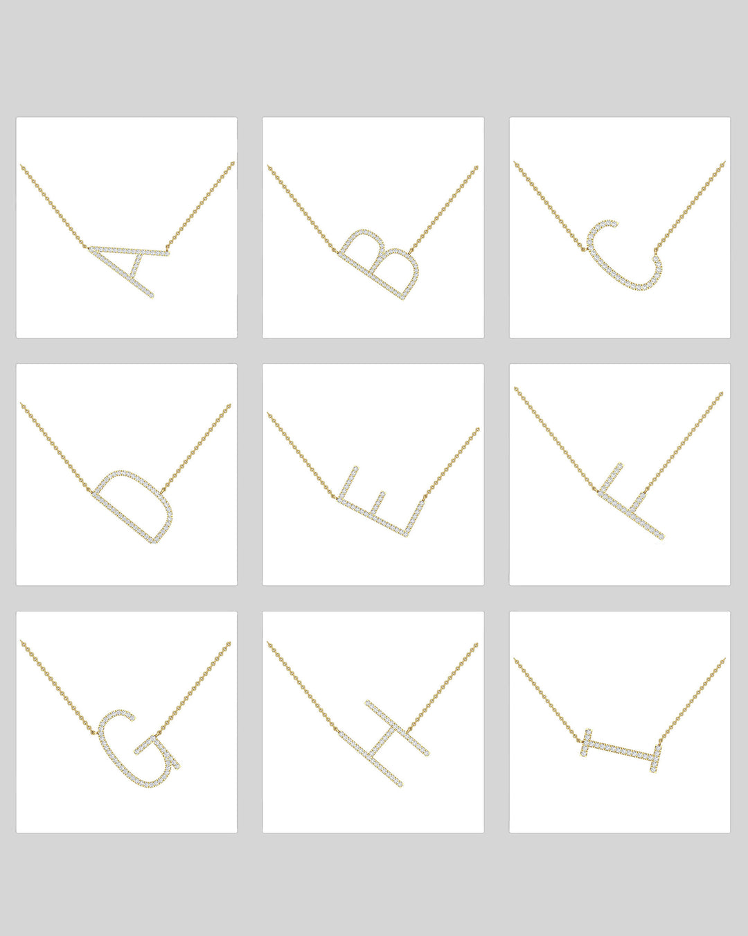 Round Cut Diamond Moissanite Sideways Initial Necklace