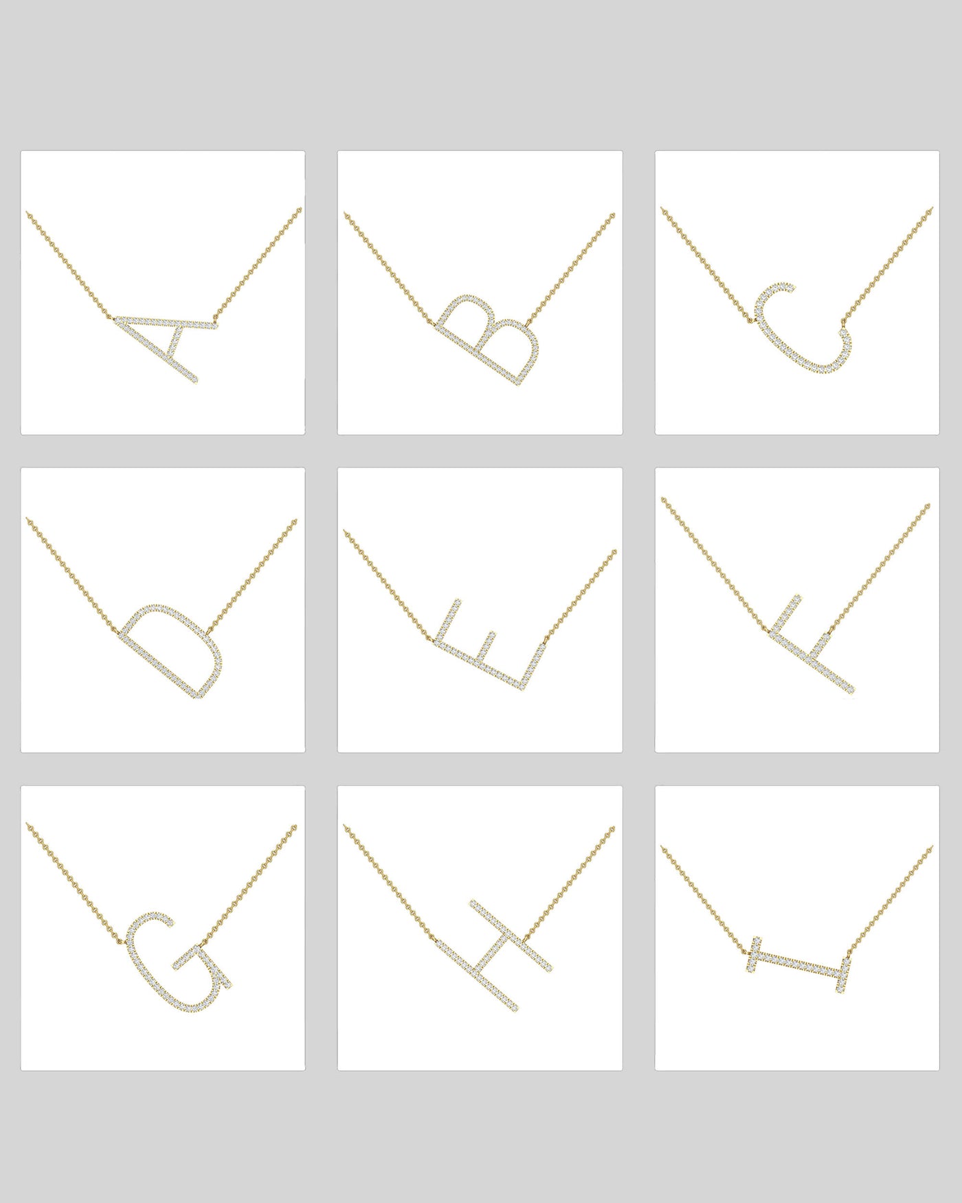 Round Cut Diamond Moissanite Sideways Initial Necklace