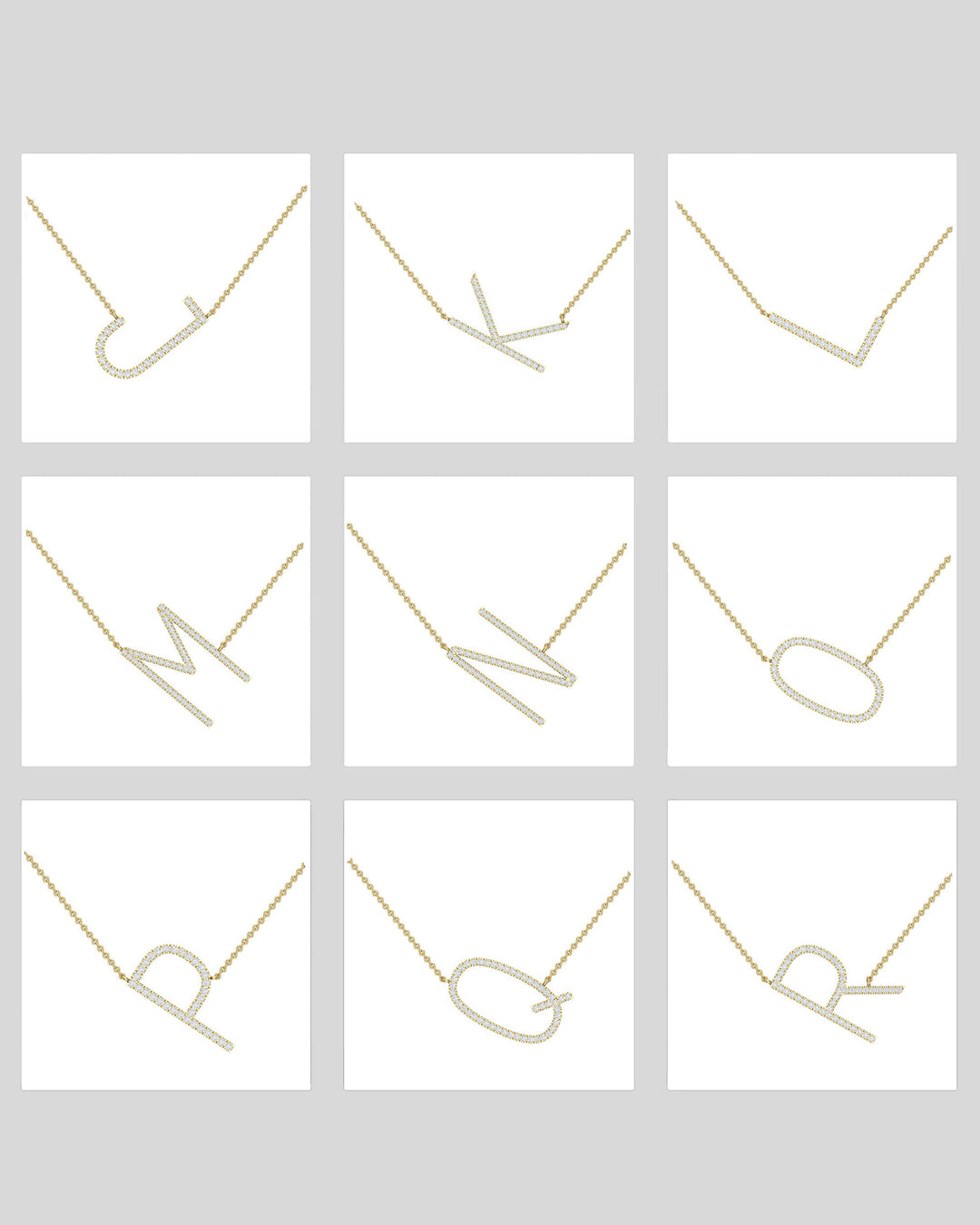 Round Cut Diamond Moissanite Sideways Initial Necklace