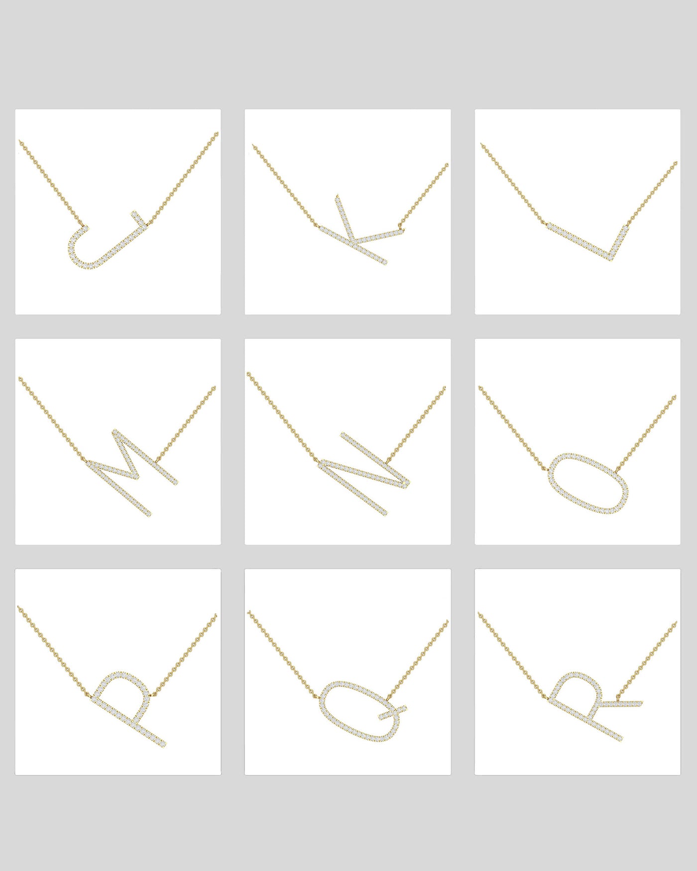 Round Cut Diamond Moissanite Sideways Initial Necklace