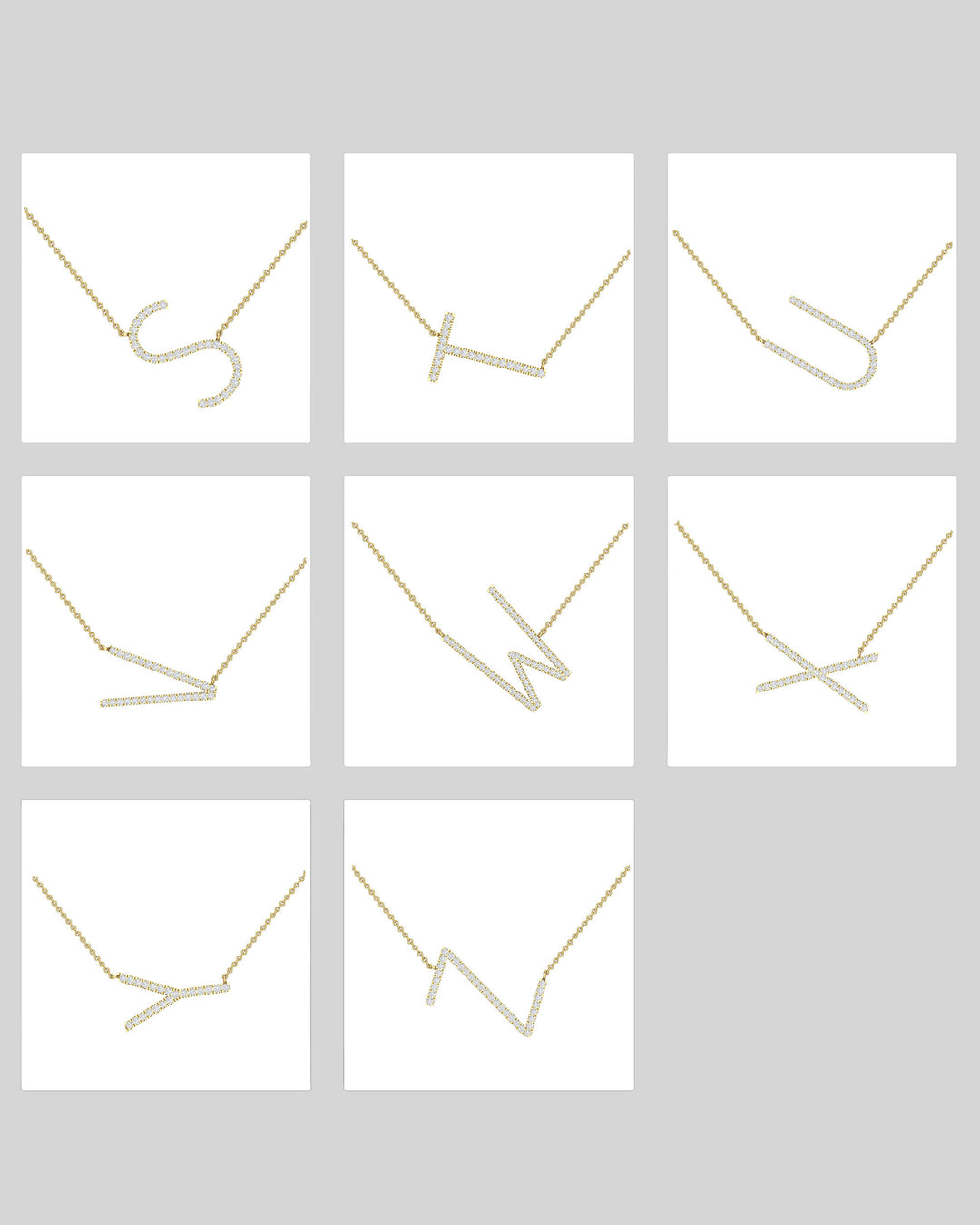 Round Cut Diamond Moissanite Sideways Initial Necklace