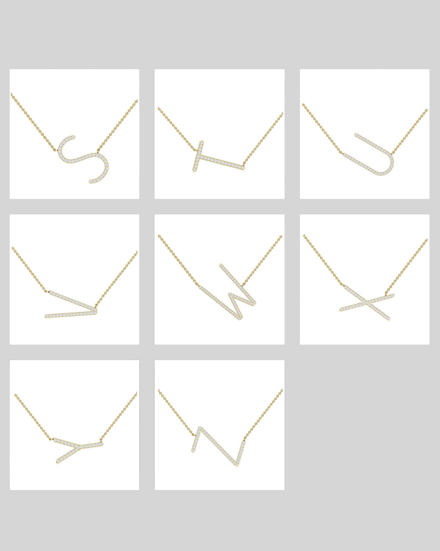 Round Cut Diamond Moissanite Sideways Initial Necklace