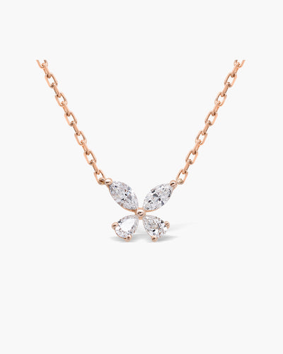 Marquise Cut Diamond Moissanite Butterfly Necklace For Women
