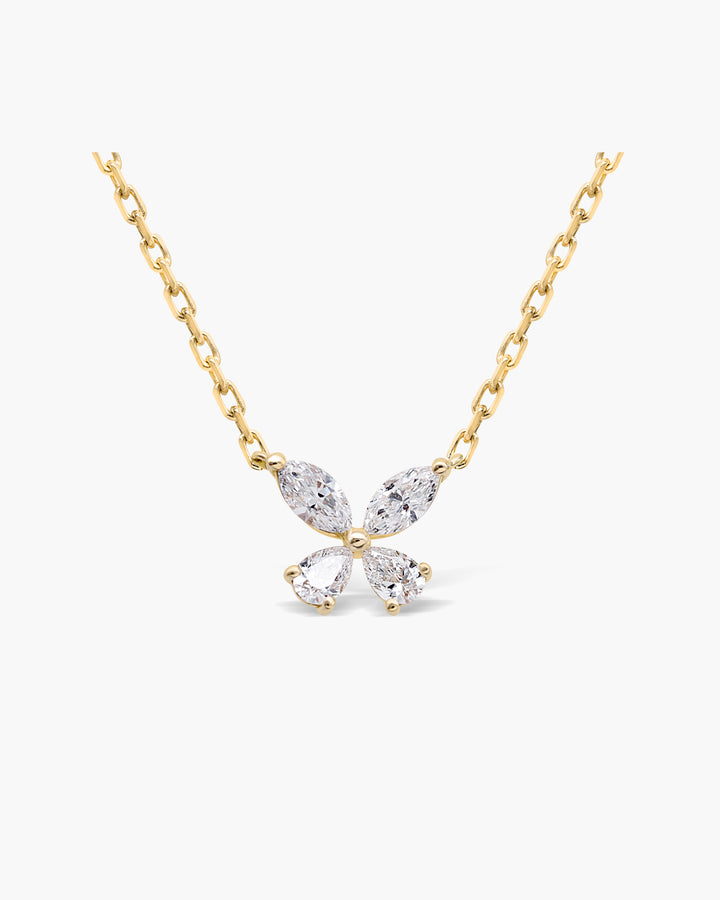 Round Cut Moissanite Interlocked Gold & Diamond Paperclip Link Necklace