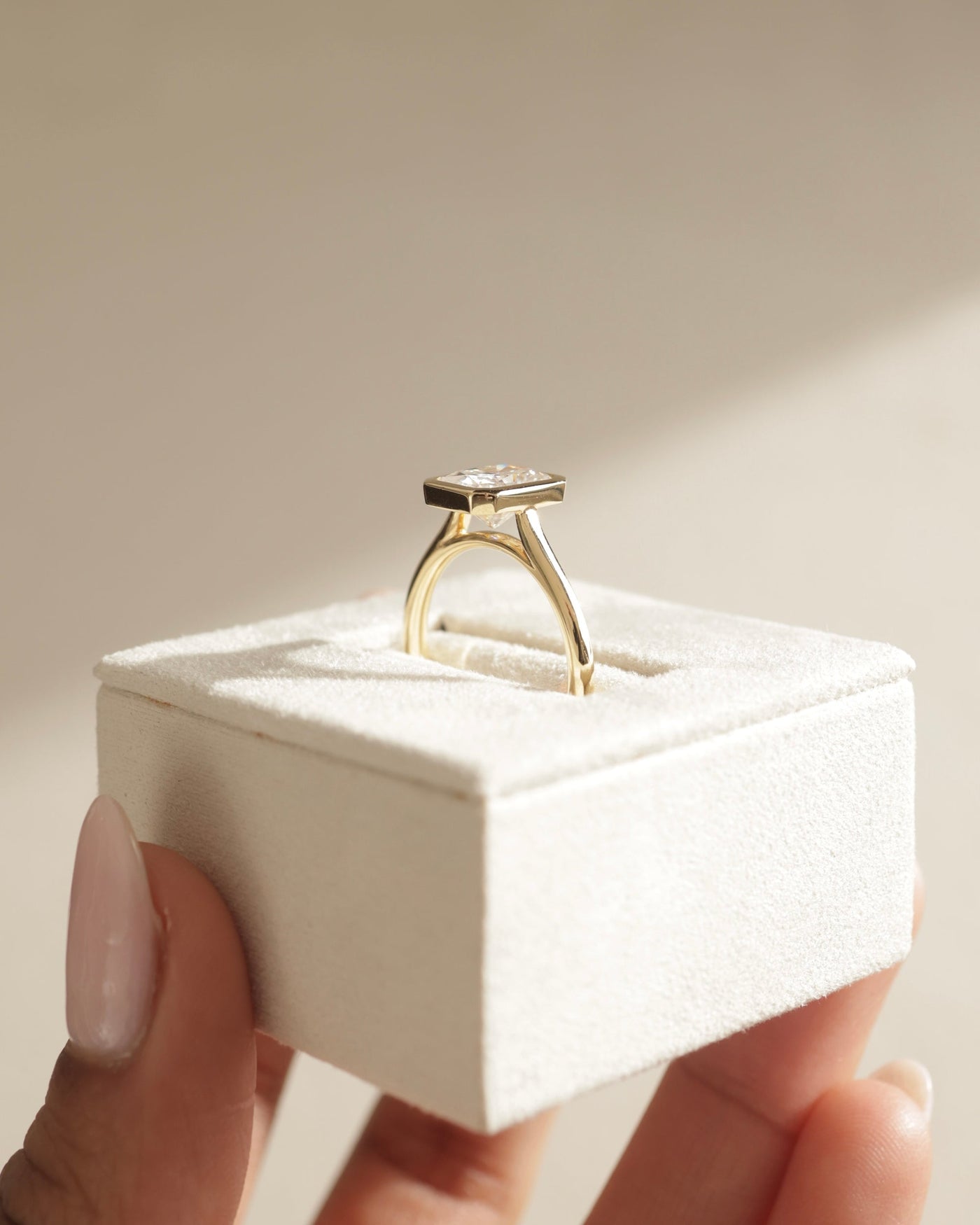 1.0 CT Radiant Cut Bezel Setting Solitaire Moissanite Engagement Ring