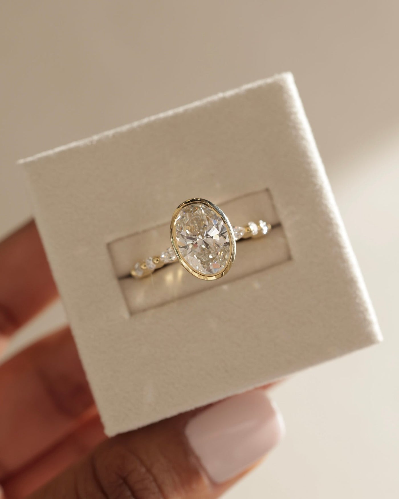 2.50CT Oval Cut Bezel Pave Setting Moissanite Engagement Ring