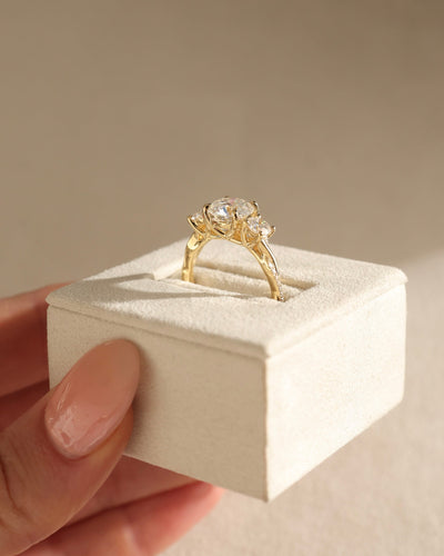 1.50 CT Round Brilliant Three Stone Moissanite Engagement Ring