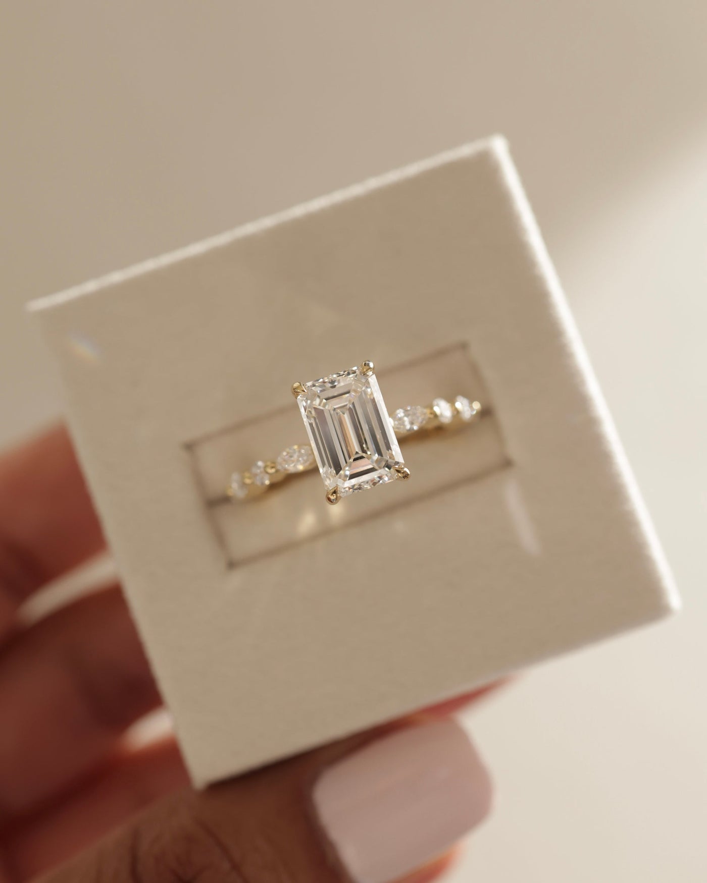 1.50 CT Emerald Cut Pave Setting Moissanite Engagement Ring