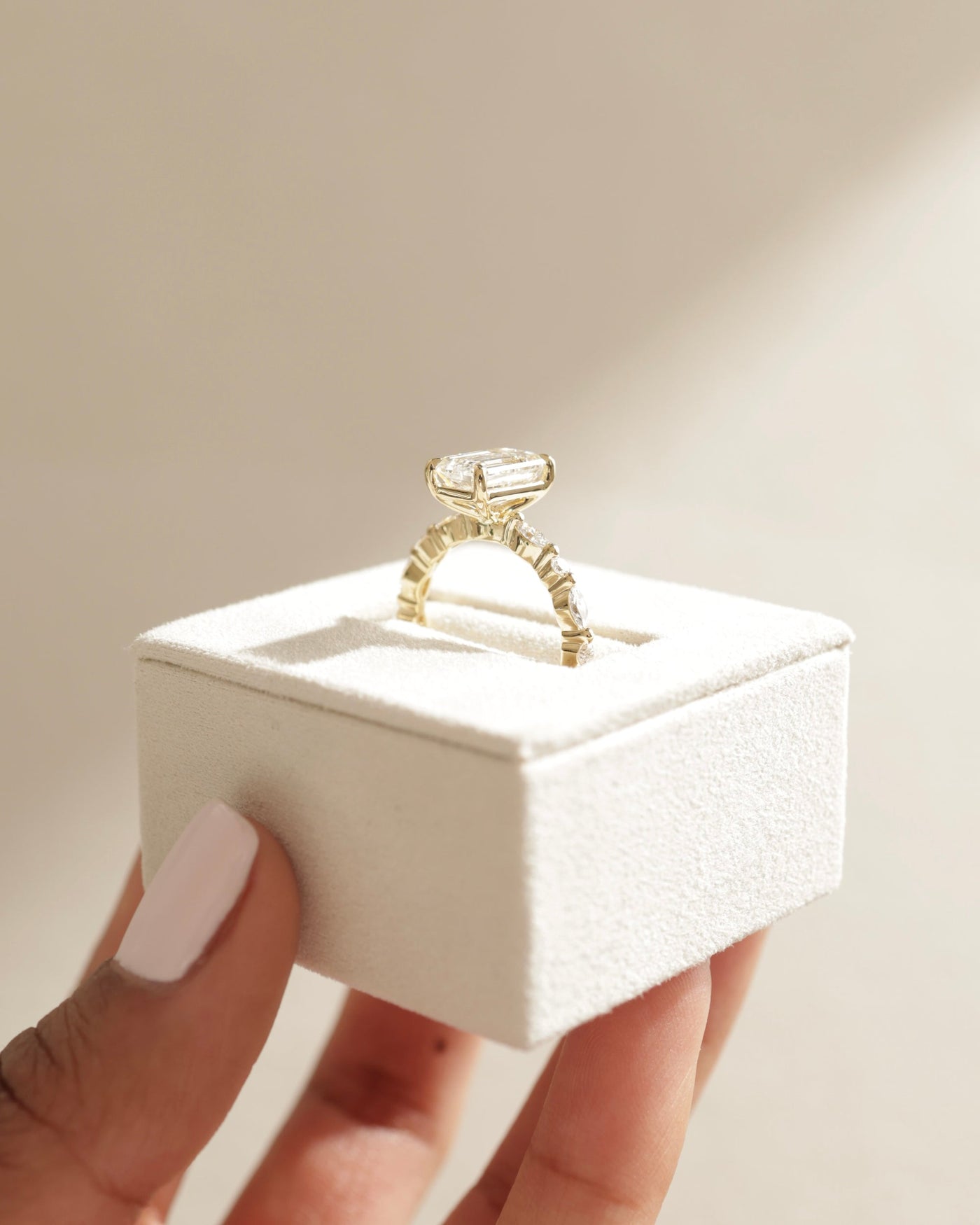 1.50 CT Emerald Cut Pave Setting Moissanite Engagement Ring