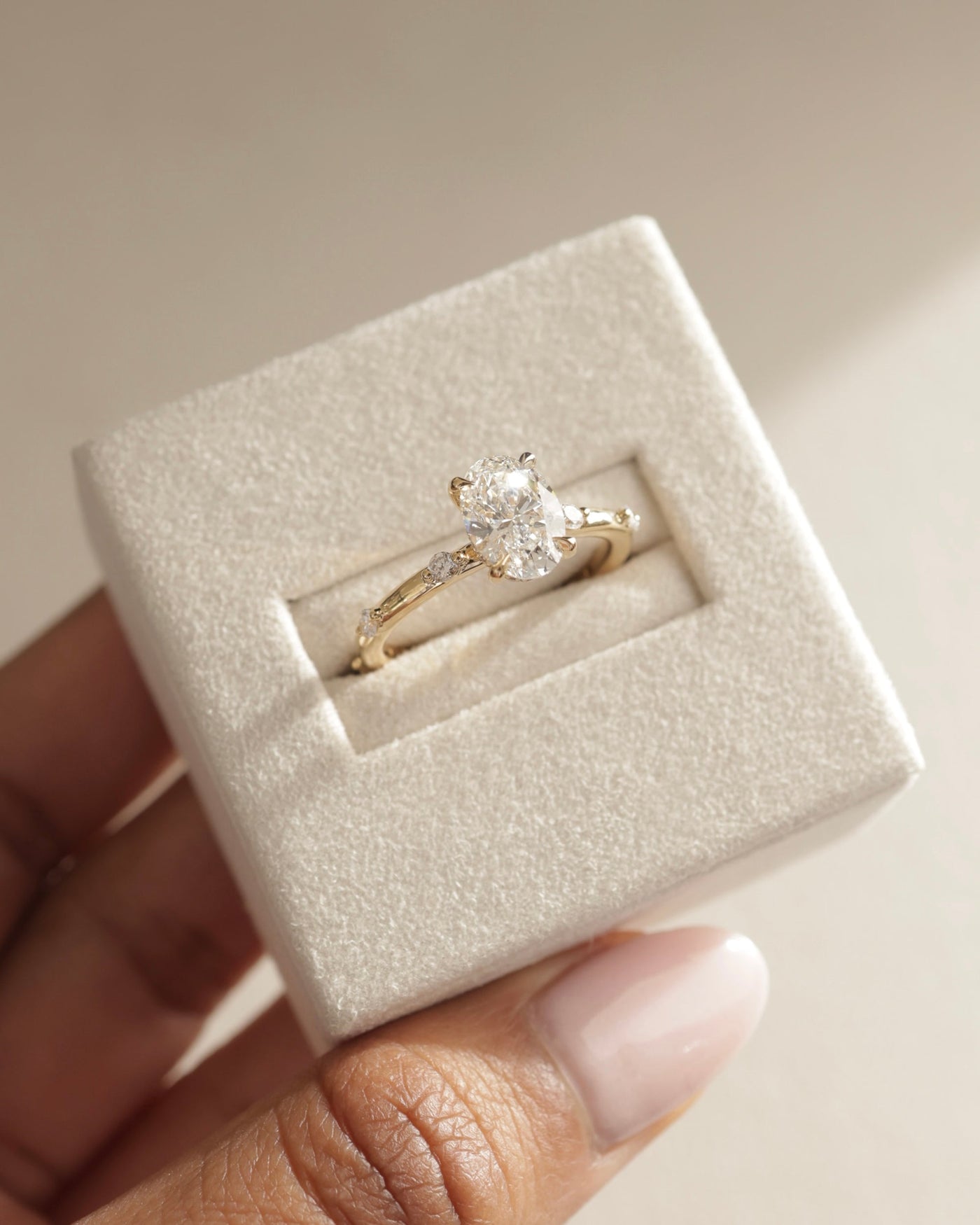 1.0 CT Oval Cut Hidden Halo Moissanite Engagement Ring