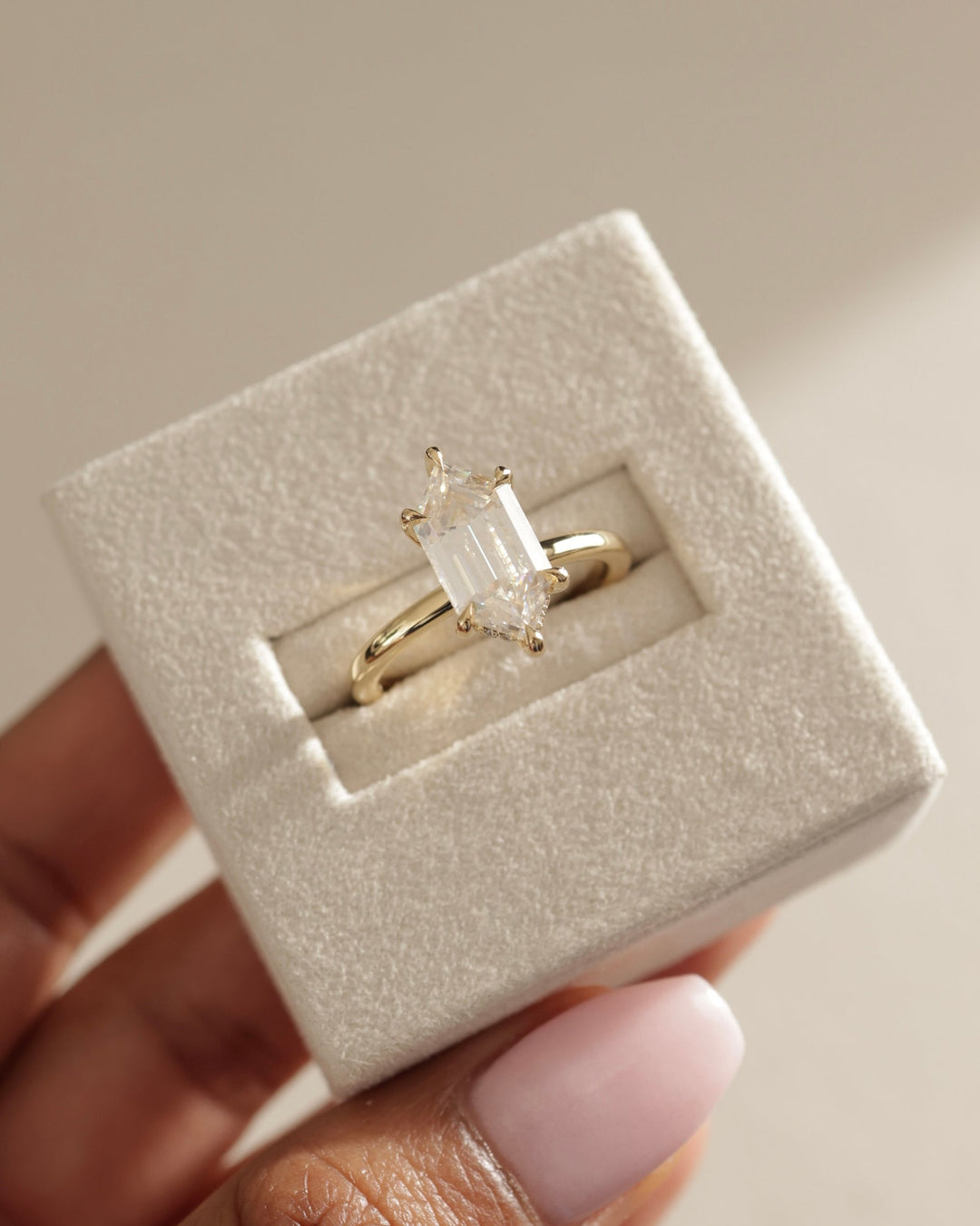 2.0CT Kite Cut Diamond Hidden Halo Moissanite Engagement Ring