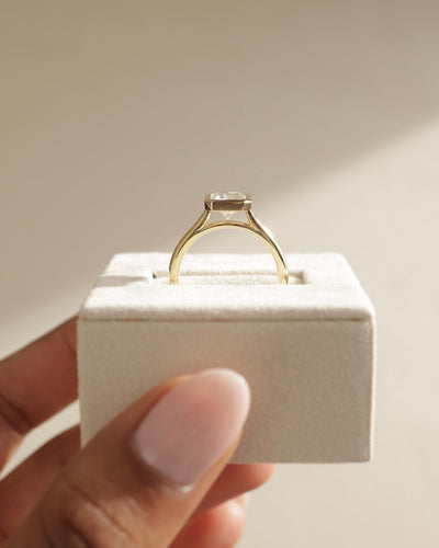 1.0 CT Radiant Cut Bezel Setting Solitaire Moissanite Engagement Ring