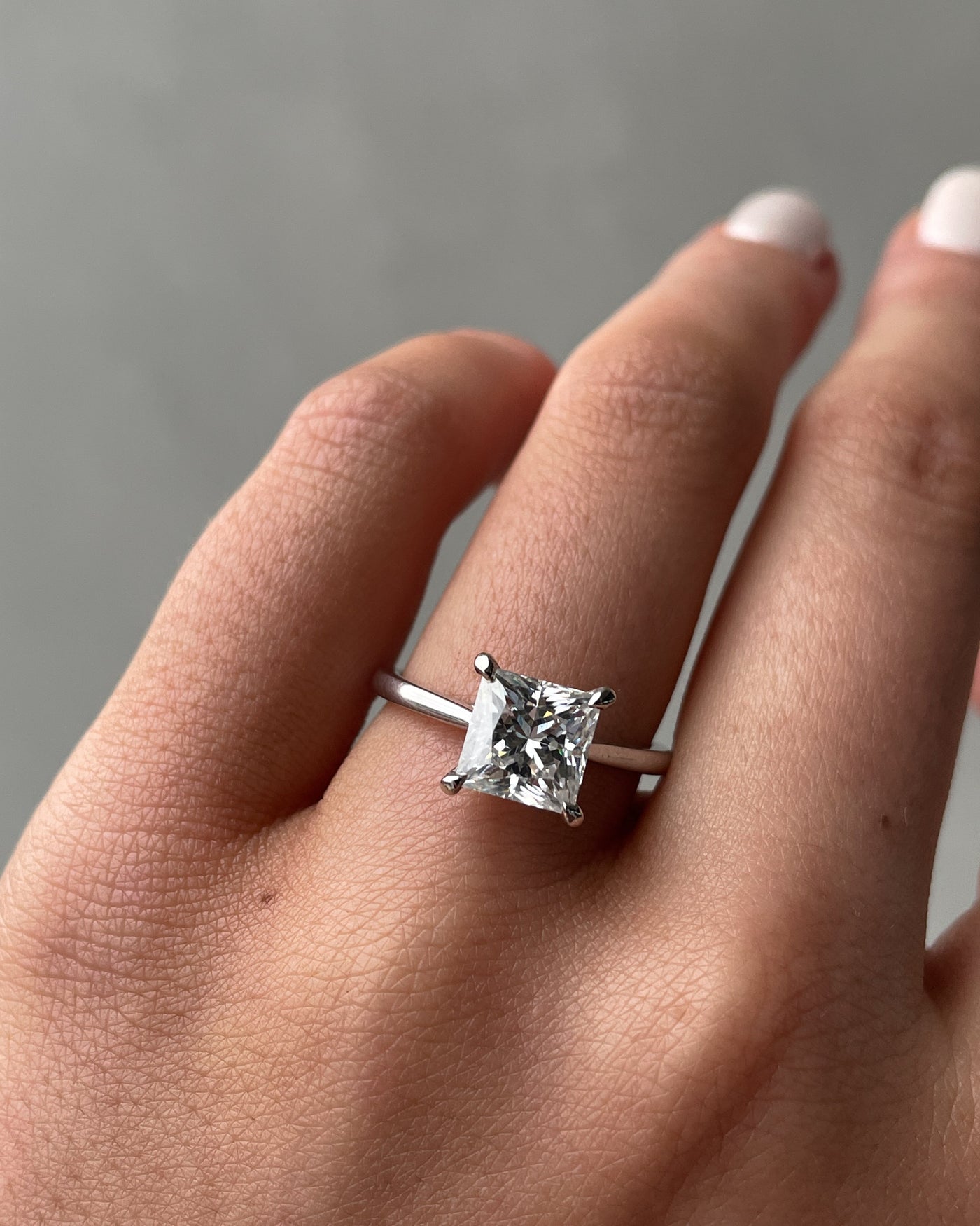 1.50-3.50 CT Princess Hidden Halo Lab Grown Diamond Engagement Ring