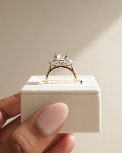 1.0 CT Elongated Cushion Cut Three Stone Moissanite Engagement Ring