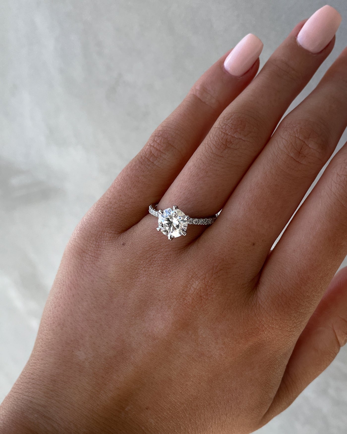 1.80-3.50 CT Round Cut Pave Setting Lab Grown Diamond Engagement Ring