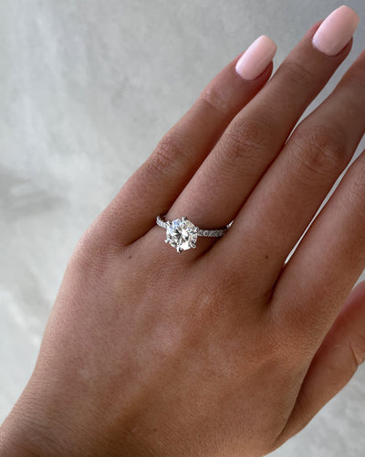 1.80-3.50 CT Round Cut Pave Setting Lab Grown Diamond Engagement Ring