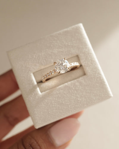 1.0 CT Cushion Diamond Hidden Halo Moissanite Engagement Ring