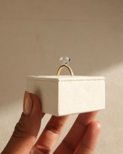 1.0 CT Round Brilliant Pave Setting Moissanite Engagement Ring