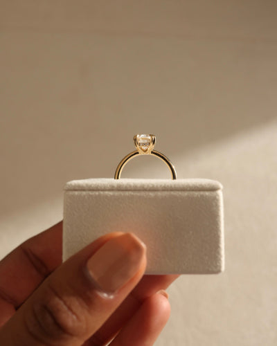 1.0 CT Oval Cut Hidden Halo Moissanite Engagement Ring