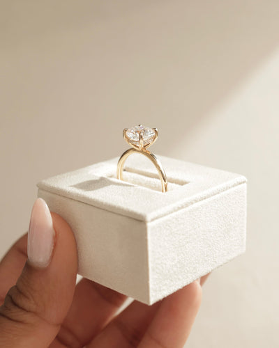 1.0 CT Cushion Cut Hidden Halo Moissanite Engagement Ring