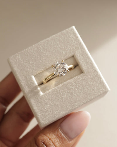 1.0 CT Round Brilliant Cut Hidden Halo Moissanite Engagement Ring