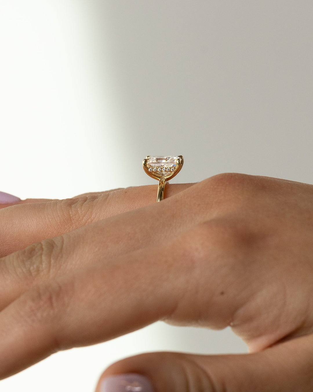 1.86-3.50 CT Emerald Hidden Halo Lab Grown Diamond Engagement Ring