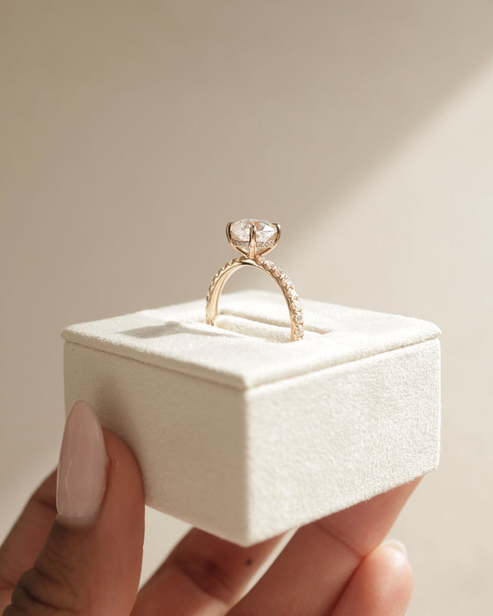 1.0 CT Cushion Diamond Hidden Halo Moissanite Engagement Ring