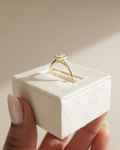 1.0 CT Emerald Cut Bezel Setting Solitaire Moissanite Engagement Ring