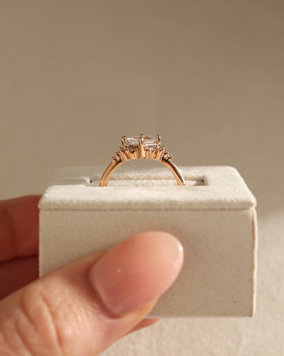 1.0 CT Princess Cut Cluster Diamond Moissanite Engagement Ring