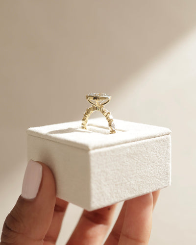 2.50CT Oval Cut Bezel Pave Setting Moissanite Engagement Ring