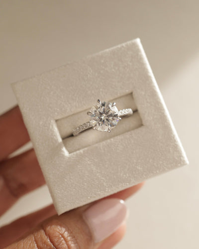 1.0 CT Round Brilliant Pave Setting Moissanite Engagement Ring