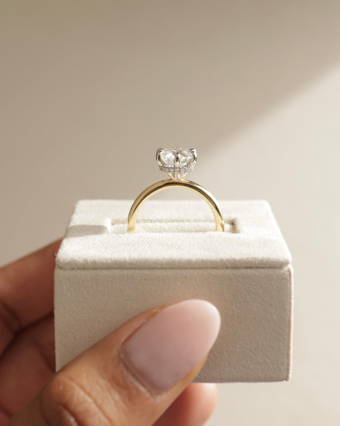 1.0 CT Round Brilliant Hidden Halo Moissanite Engagement Ring