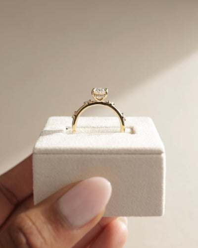 1.0 CT Oval Cut Hidden Halo Moissanite Engagement Ring