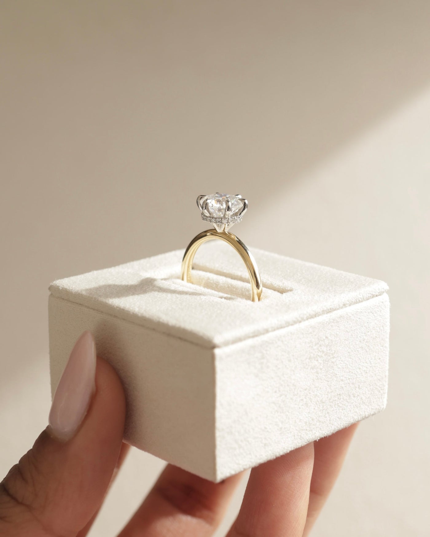 1.0 CT Round Brilliant Hidden Halo Moissanite Engagement Ring