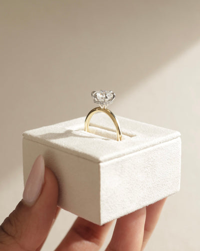 1.0 CT Round Brilliant Hidden Halo Moissanite Engagement Ring