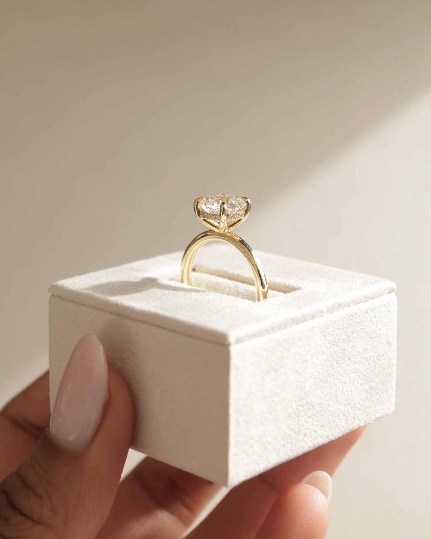 1.0 CT Round Brilliant Cut Hidden Halo Moissanite Engagement Ring