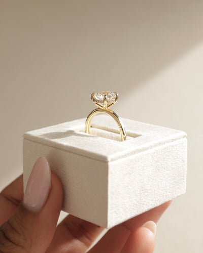 1.0 CT Round Brilliant Cut Hidden Halo Moissanite Engagement Ring