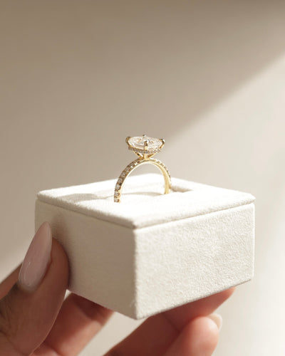 1.0 CT Emerald Cut Pave Setting Moissanite Engagement Ring