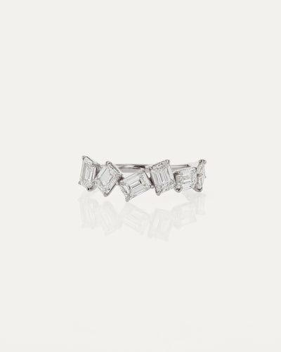 2.0 TCW Emerald Cut  Lab Grown Diamond Cluster Wedding Band