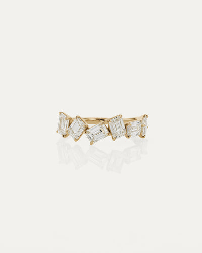 2.0 TCW Emerald Cut  Lab Grown Diamond Cluster Wedding Band