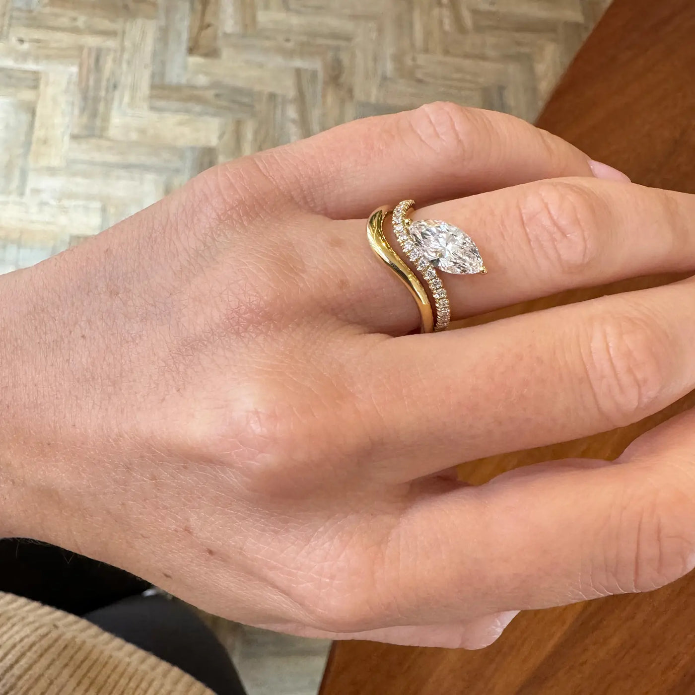 1.50CT Marquise Cut Unique Pave Moissanite Engagement Ring