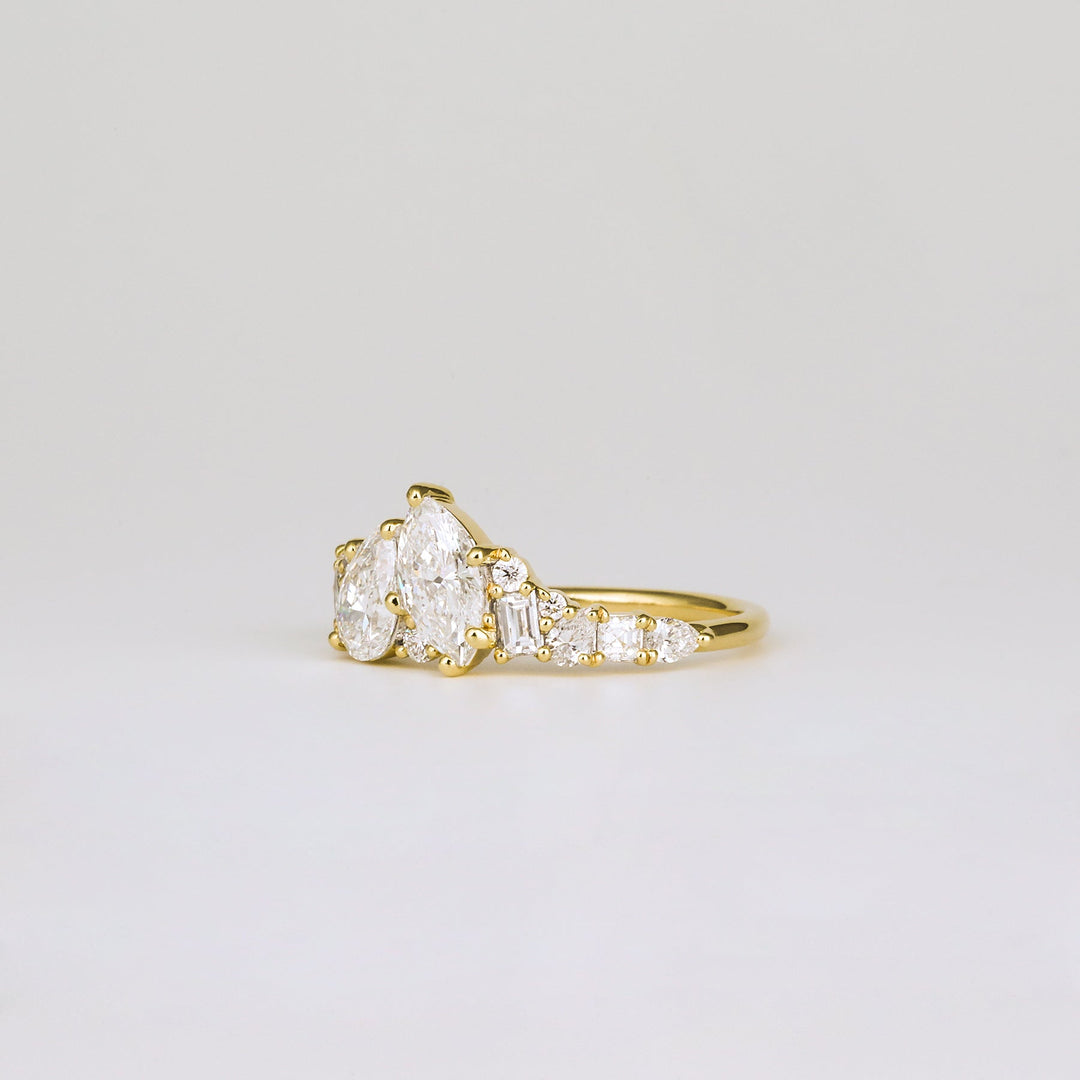 1.46 TCW Marquise, Round, Baguette, Pear & Asscher EF-VVS Diamond Cluster Wedding Band