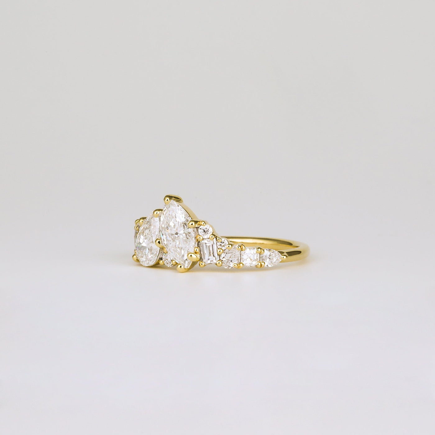1.46 TCW Marquise, Round, Baguette, Pear & Asscher EF-VVS Diamond Cluster Wedding Band