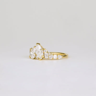 1.46 TCW Marquise, Round, Baguette, Pear & Asscher EF-VVS Diamond Cluster Wedding Band