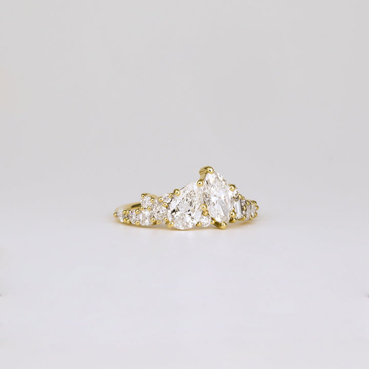 1.46 TCW Marquise, Round, Baguette, Pear & Asscher EF-VVS Diamond Cluster Wedding Band