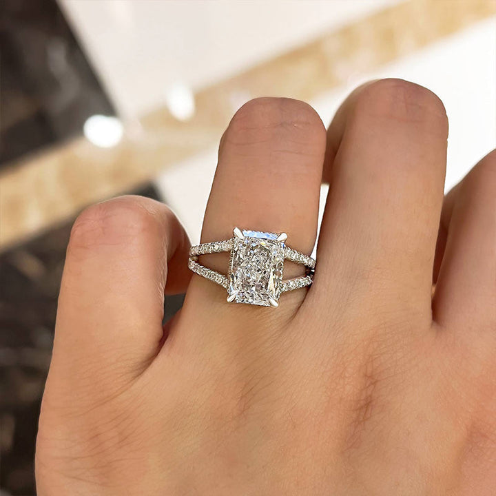 2.0 - 4.0 CT Radiant Split Shank Lab Grown Diamond Engagement Ring
