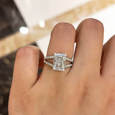 2.0 - 4.0 CT Radiant Split Shank Lab Grown Diamond Engagement Ring