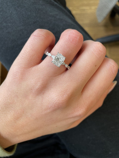1.0 - 3.0 CT Cushion Diamond Pave Engagement Ring