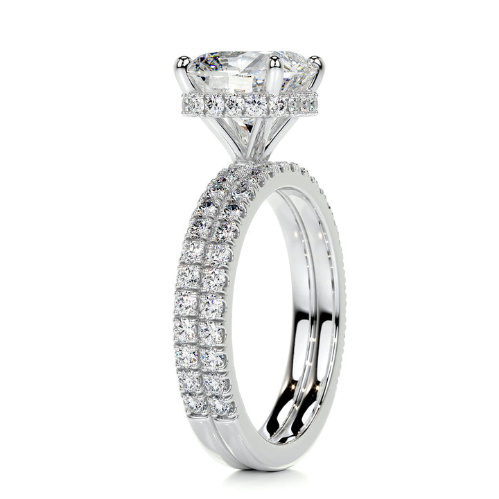 2.0 CT Cushion Hidden Halo & Pave F-VS CVD  Diamond Bridal Set